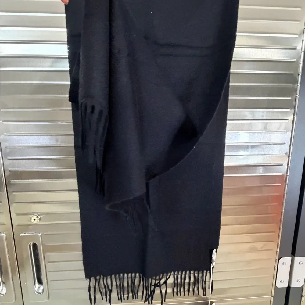 Jimmy Choo NWT Black Monogram Embroidered Fringe Scarf
